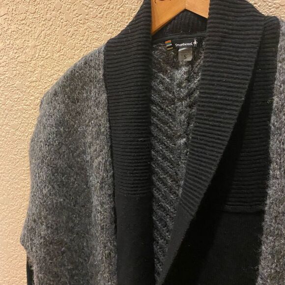 Smart wool cardigan small black and grey oversized open - Picture 3 of 4